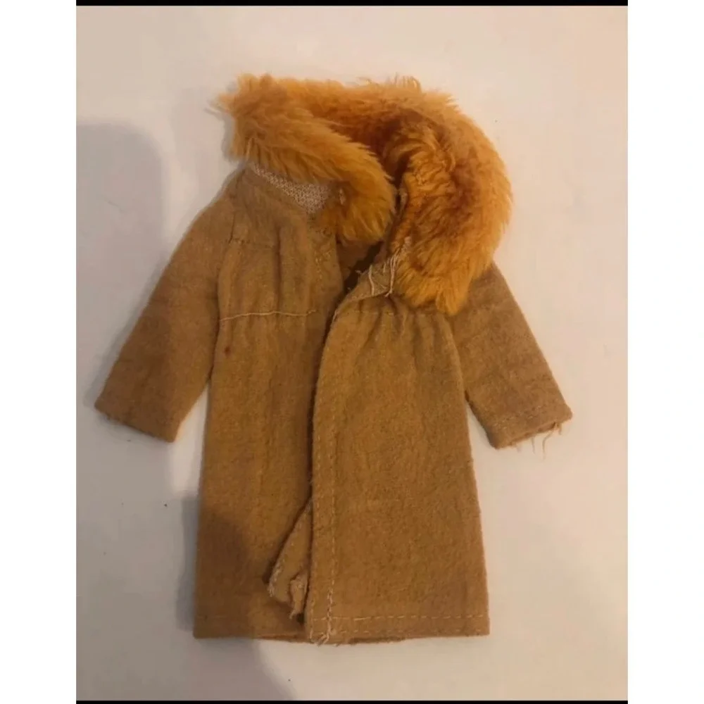 Vintage Barbie Doll Tan Coat‎ Fur Collar